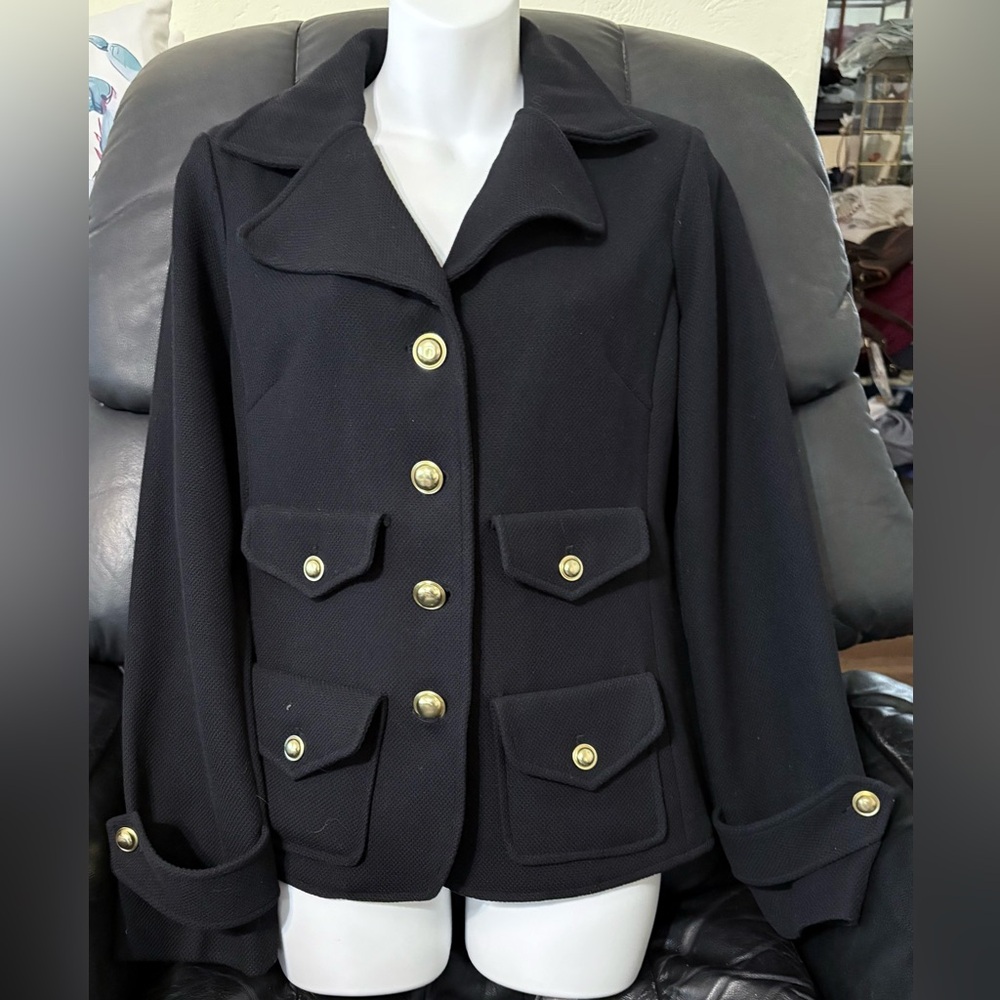 Joan Rivers black Jacket w/ gold buttons like new condition never worn. Sz Small